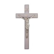 12" Grey Wood Cross with Antiqued Fine Pewter Corpus