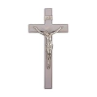 12" Grey Wood Cross with Antiqued Fine Pewter Corpus 12" Grey Wood Cross with Antiqued Fine Pewter Corpus