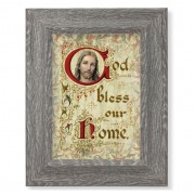 7 1/2" x 9 1/2" Grey Weathered Frame with House Blessing Artwork on Wood Plaque