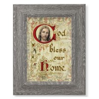 7 1/2" x 9 1/2" Grey Weathered Frame with House Blessing Artwork on Wood Plaque