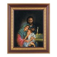 11 1/2" x 13 1/2" Cherry Frame with Gold Trim with an 8" x 10" The Holy Family Print
