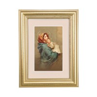 5 1/4" x 6 3/4" Gold Leaf Frame-Cream Matte with a 2 1/2" x 3 3/4" Madonna of the Street Print