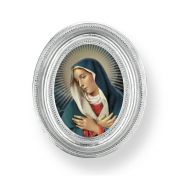 3 1/2" x 4 1/2" Silver Oval Frame with an Our Lady of Grace Print
