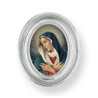 3 1/2" x 4 1/2" Silver Oval Frame with an Our Lady of Grace Print