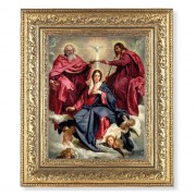 12 1/2" x 14 1/2" Ornate Gold Leaf Antique Frame with 8" x 10" Crowning of Mary Print