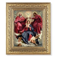 12 1/2" x 14 1/2" Ornate Gold Leaf Antique Frame with 8" x 10" Crowning of Mary Print