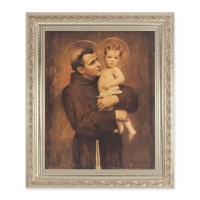 10" x 12" Ornate Silver Frame with a Chambers: St. Anthony with Jesus Print