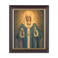 10" x 12" Walnut Frame with Gold Inside Lip and a 8" x 10" Madonna of the Rosary Print