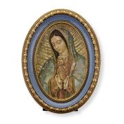 5 1/2" x 7 1/2" Oval Gold-Leaf Frame with a Our Lady of Guadalupe Print