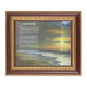 11 1/2" x 13 1/2" Cherry Frame with Gold Trim with an 8" x 10" Footprints Print
