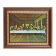 11 1/2" x 13 1/2" Cherry Frame with Gold Trim with an 8" x 10" The Last Supper Print