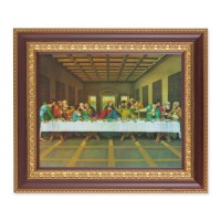 11 1/2" x 13 1/2" Cherry Frame with Gold Trim with an 8" x 10" The Last Supper Print 11 1/2" x 13 1/2" Cherry Frame with Gold Trim with an 8" x 10" The Last Supper Print