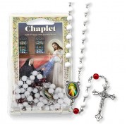 Divine Mercy Chaplet - White Glass Beads w/ Ruby Accented Our Father Beads