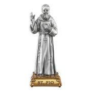 4 1/2" Pewter Saint Padre Pio Statue Gift Boxed