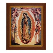 10 1/2" x 12 1/2" Walnut Finish Beveled Frame with 8" x 10" Our Lady of Guadalupe with Angels Textured Art 10 1/2" x 12 1/2" Walnut Finish Beveled Frame with 8" x 10" Our Lady of Guadalupe with Angels Textured Art