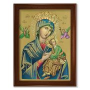 23.5" x 31" Walnut Finished Beveled Frame with 19" x 27" Our Lady of Perpetual Help Textured Art