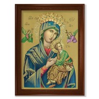 23.5" x 31" Walnut Finished Beveled Frame with 19" x 27" Our Lady of Perpetual Help Textured Art