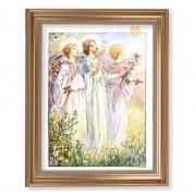 13 1/2" x 16 9/16" Gold Leaf Antique Finished Frame with 11" x 14" Three Angels Textured Art