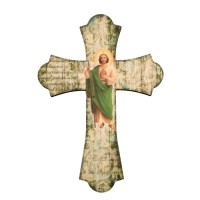 Saint Jude 10" Laser Cut Wood Vintage Cross Saint Jude 10" Laser Cut Wood Vintage Cross