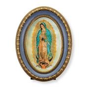 5 1/2" x 7 1/2" Oval Gold-Leaf Frame with a Our Lady of Guadalupe Print