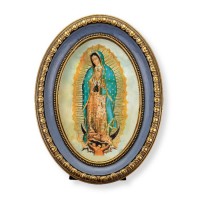 5 1/2" x 7 1/2" Oval Gold-Leaf Frame with a Our Lady of Guadalupe Print