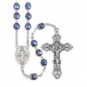 Cobalt Metallic Glass Fire Polished Bead Rosary
