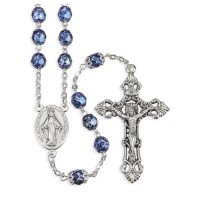Cobalt Metallic Glass Fire Polished Bead Rosary