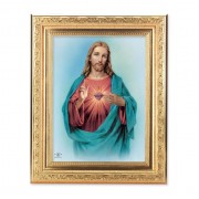 8 1/4" x 10 1/4" Gold Ornate Frame with a 6" x 8" Sacred Heart Print