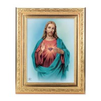 8 1/4" x 10 1/4" Gold Ornate Frame with a 6" x 8" Sacred Heart Print