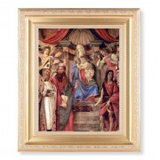 10 1/4" x 12 1/4" Satin Gold Frame with an 8" x 10" Madonna: Throne of Angels and Saints Print