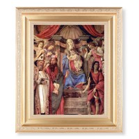 10 1/4" x 12 1/4" Satin Gold Frame with an 8" x 10" Madonna: Throne of Angels and Saints Print