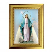 6 3/4" X 8 3/4" Gold Leaf Finish Frame with 5" X 7" Our Lady of Miraculous Medal Textured Art