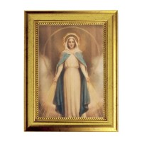 6 3/4" X 8 3/4" Gold Leaf Finish Frame with 5" X 7" Miraculous Mary Textured Art