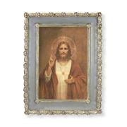 5 1/2" x 7 1/2" Rosebud Frame with Chambers: Sacred Heart of Jesus Print