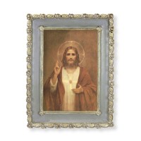 5 1/2" x 7 1/2" Rosebud Frame with Chambers: Sacred Heart of Jesus Print