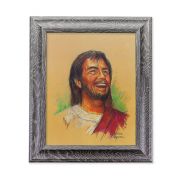 10 1/2" x 12 1/2" Grey Oak Finish Frame with an 8" x 10" Laughing Jesus Print
