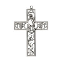 6" x 4 1/4" Cathedral Touch First Communion Girl Cross in Genuine Pewter