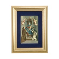 5 1/4" x 6 3/4" Gold Leaf Frame-Navy Blue Matte with a 2 1/2" x 3 3/4" Madonna Print