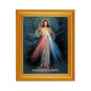 10" x 12" Gold Leaf Finish Beveled Frame with 8" x 10" Divine Mercy (Spanish) Textured Art