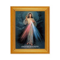 10" x 12" Gold Leaf Finish Beveled Frame with 8" x 10" Divine Mercy (Spanish) Textured Art