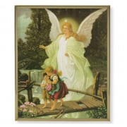 11" x 14" Gold Plaque Frame with a Guardian Angel Print