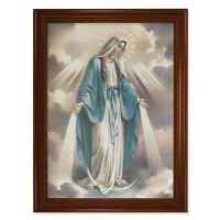 23.5" x 31" Walnut Finished Beveled Frame with 19" x 27" Our Lady of Grace Canvas Artwork