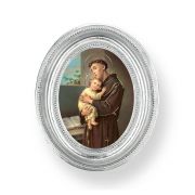 3 1/2" x 4 1/2" Oval Silver Frame with a Saint Anthony Print