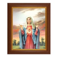 10 1/2" x 12 1/2" Walnut Finish Beveled Frame with 8" x 10" Immaculate Heart of Mary Textured Art 10 1/2" x 12 1/2" Walnut Finish Beveled Frame with 8" x 10" Immaculate Heart of Mary Textured Art