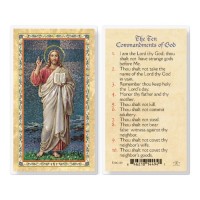 25pk - Ten Commandments-Christs Bless  Gold Stamped Laminated Holy Card  Pk 25