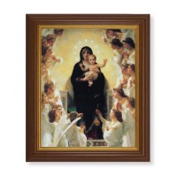 10 1/2" x 12 1/2" Walnut Finish Beveled Frame with 8" x 10" Queen of Angels Textured Art