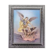 10 1/2" x 12 1/2" Grey Oak Finish Frame with an 8" x 10" Saint Michael Print