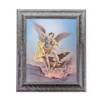 10 1/2" x 12 1/2" Grey Oak Finish Frame with an 8" x 10" Saint Michael Print