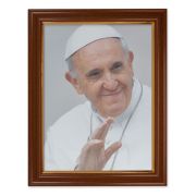 15 1/2" x 19 1/2" Walnut Finish Frame with Gold Accent and a 12" x 16" Pope Francis Canvas Artwork