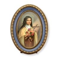5 1/2" x 7 1/2" Oval Gold-Leaf Frame with a Saint Therese Print